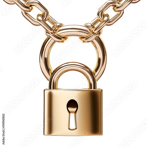 gold chain and padlock symbolizing secured investment isolated on white background photo