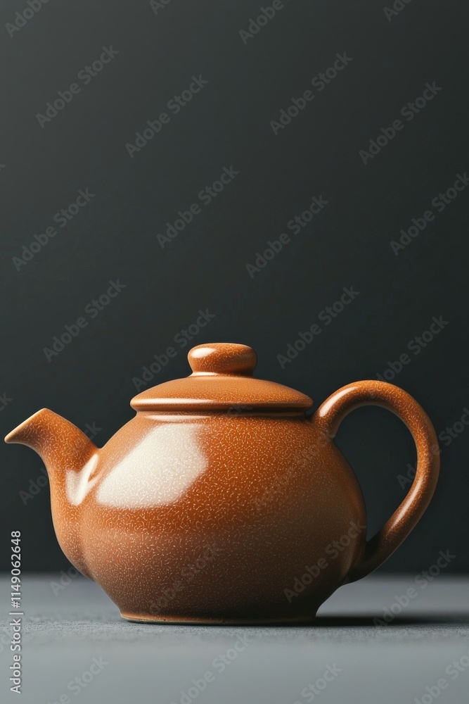 An Elegant Brown Teapot Set Against a Dark Background, Perfect for Any Melodious Brewing An Elegant Brown Teapot Set Against a Dark Background, Perfect for Any Melodious Brewing