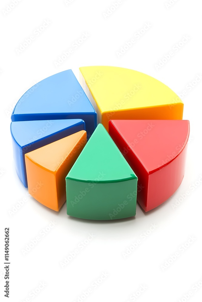 Obraz premium mutual fund pie chart with categories isolated on white background