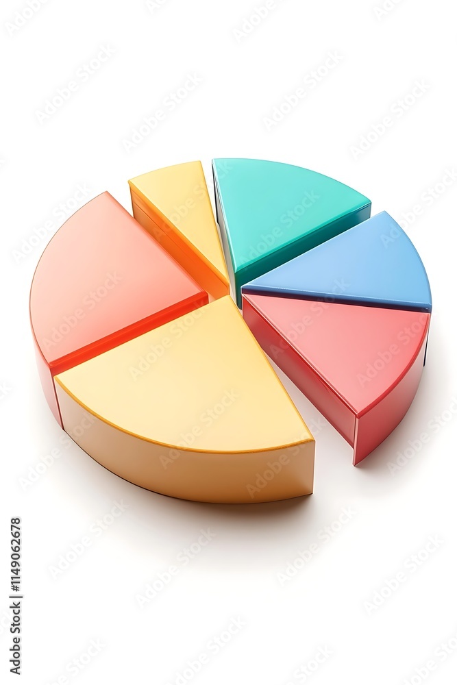 Fototapeta premium mutual fund pie chart with categories isolated on white background