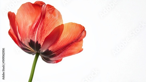 A vibrant orange flower with delicate petals contrasts beautifully against a white background