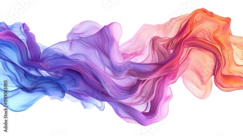 Abstract Colorful Smoke Waves Visible Against a Pure White Background, Creating Stunning Visuals