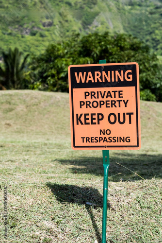 warning private property keep out no trespassing sign