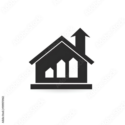 mortgage interest rate icon with house silhouette isolated on white background photo