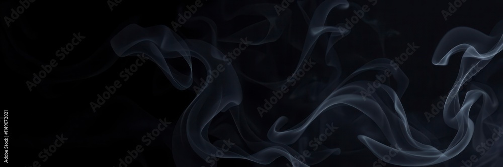 Obraz premium Abstract swirls of white smoke against a black background, creative, modern, background
