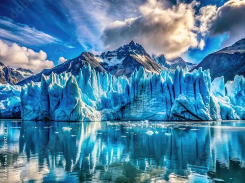 Alaska's Margerie Glacier: Majestic ice formations in breathtaking blue hues. photo