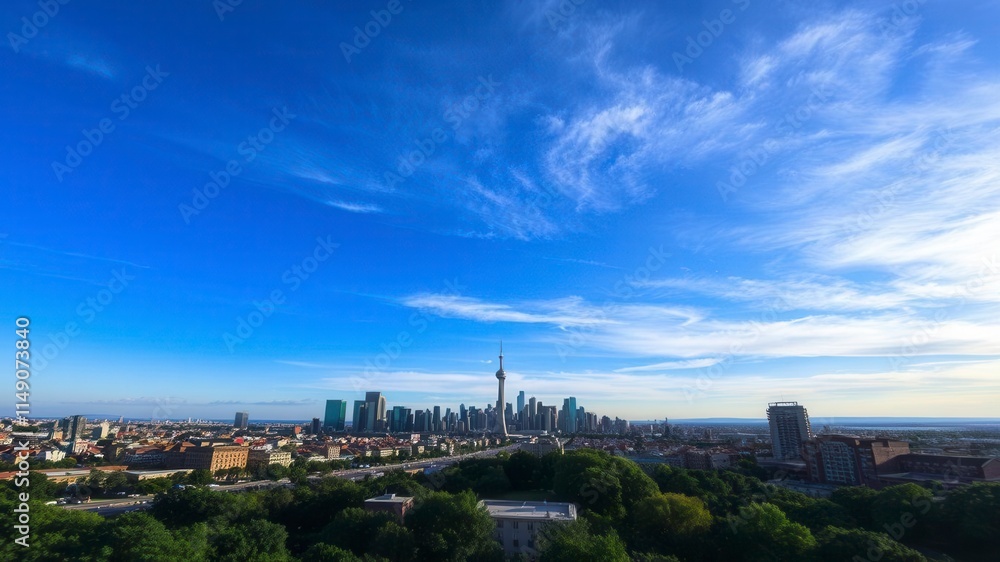 Double exposure effect of city skyline merged with nature landscape, overlay, abstract Double exposure effect of city skyline merged with nature landscape, overlay, abstract
