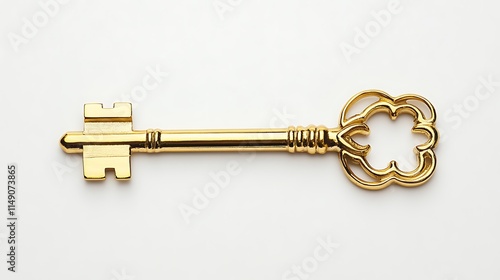 golden key with house and lock logo for mortgage isolated on white background photo