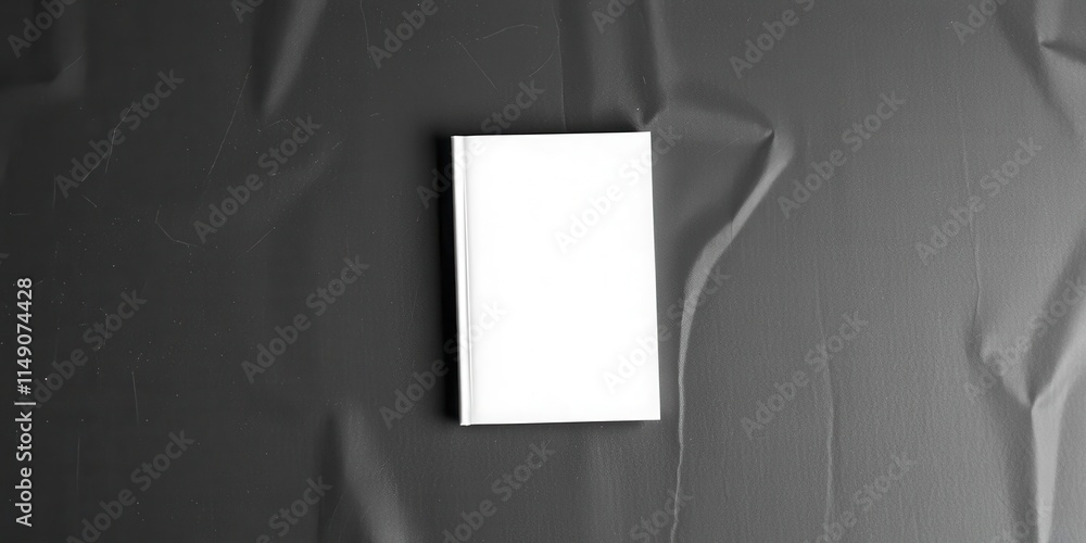 Hardcover book mockup displayed on concrete wall, top view, presentation, publication Hardcover book mockup displayed on concrete wall, top view, presentation, publication