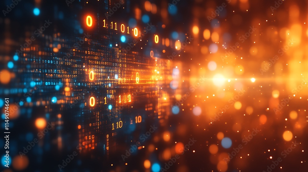 custom made wallpaper toronto digitalAbstract Digital Binary Code Background Orange And Blue