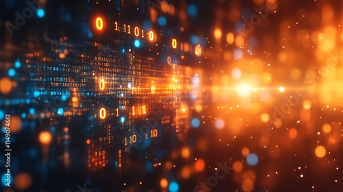 Wallpaper Mural Abstract Digital Binary Code Background Orange And Blue Torontodigital.ca