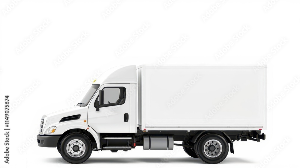 Realistic vector illustration of a white truck, isolated, mockup Realistic vector illustration of a white truck, isolated, mockup