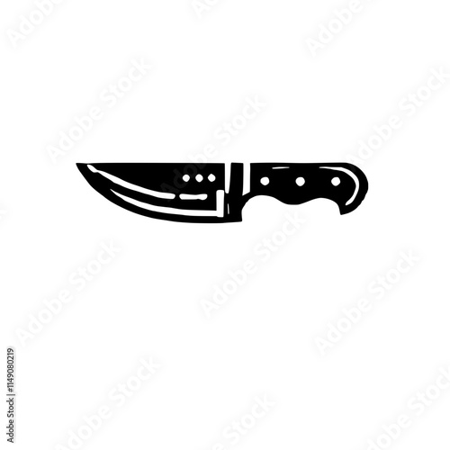 Hunting Knife Icon: A bold, black silhouette of a hunting knife, perfect for outdoor adventures, survival themes, or tactical designs.  