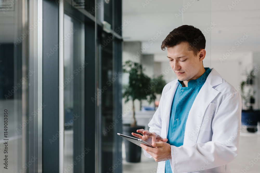Healthcare professional with a digital tablet reviewing medical data. Healthcare professional with a digital tablet reviewing medical data.