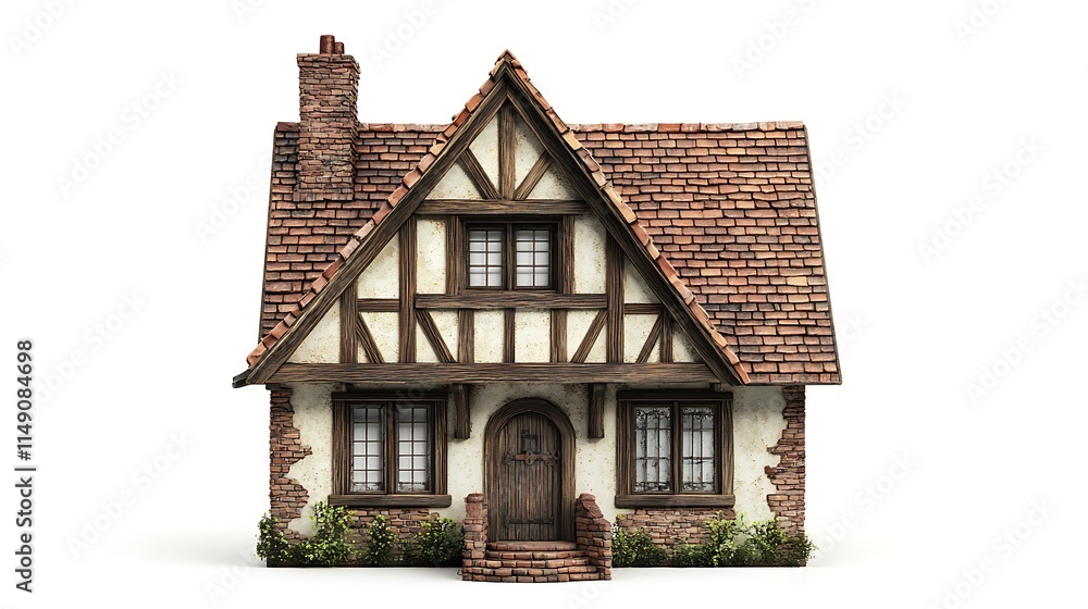 traditional home with attic window and gable roof isolated on white background traditional home with attic window and gable roof isolated on white background