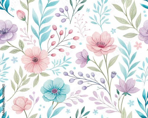 soft pastel colors watercolor seamless pattern design for beauty products or textile