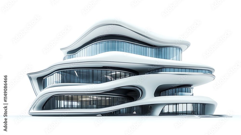 high-tech corporate headquarters with futuristic design isolated on white background high-tech corporate headquarters with futuristic design isolated on white background