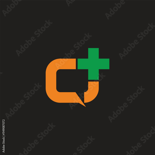 letter c plus medical talk simple colorful logo vector