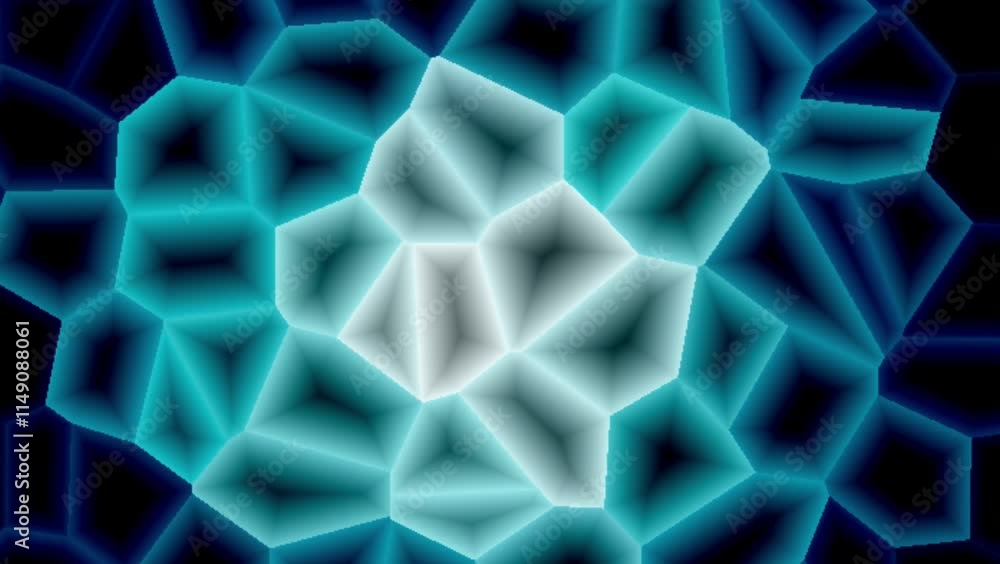 Realistic abstract looping animation of the moving fancy textured shining polygonal mosaic pattern. dark blue and green shiny cubes motion.