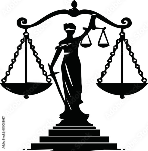 Scales for weighing, libra, justice, hand drawn. Vector hand drawn isolated on white background