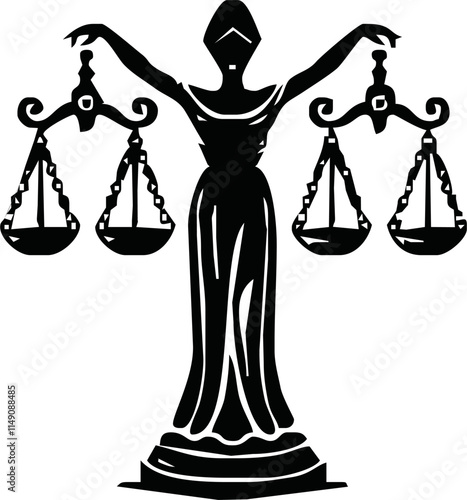 Scales for weighing, libra, justice, hand drawn. Vector hand drawn isolated on white background