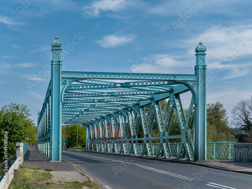 Bridge over the Noteć river in Czarnków, Wielkopolska, Poland.