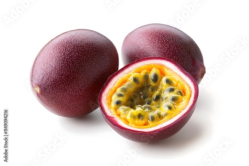 fresh lychee with red bumpy skin and peeled section showing flesh isolated on white background photo