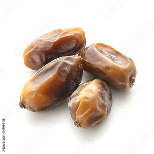 whole dates with smooth brown skin isolated on white background photo