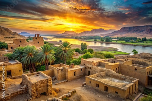 Ethereal Kurna: Abandoned Village on Nile's West Bank, Luxor, Egypt - Ancient Ruins, Theban Hills, Desert Landscape Photography photo