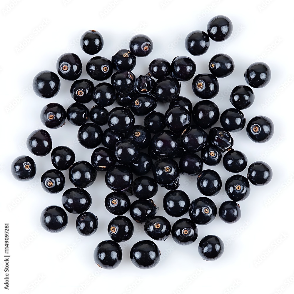 whole bilberries with deep blue color isolated on white background