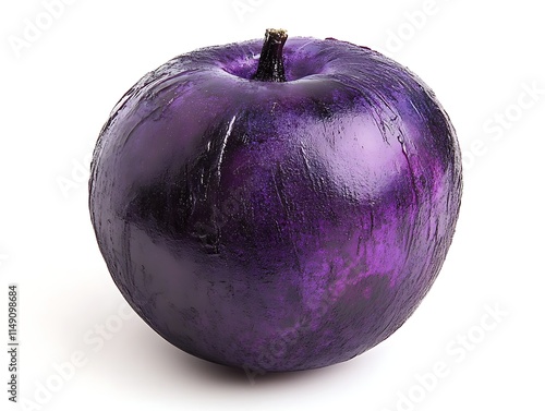 whole purple plum with a matte finish isolated on white background photo