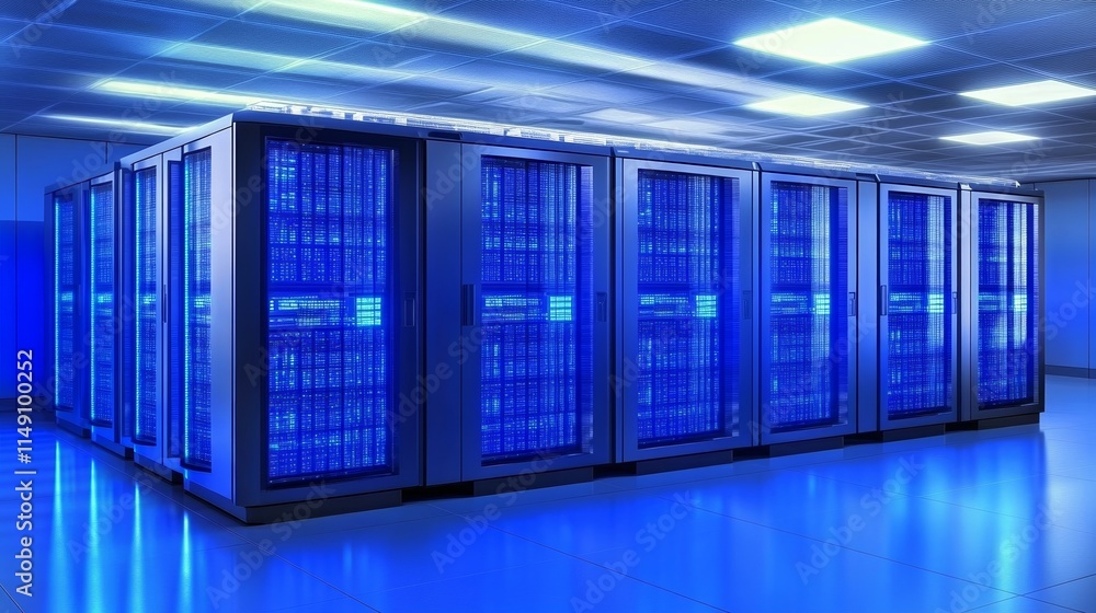 Supercomputer processing vast amounts of data, symbolizing advanced technology and innovation in data analytics and computational power. Supercomputer processing vast amounts of data, symbolizing advanced technology and innovation in data analytics and computational power.