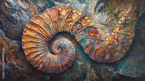 Ancient Fossil Inspired Coccolith Artwork: Intricate Patterns and Vivid Colors