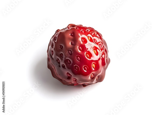 bright red strawberry dipped in chocolate isolated on white background photo