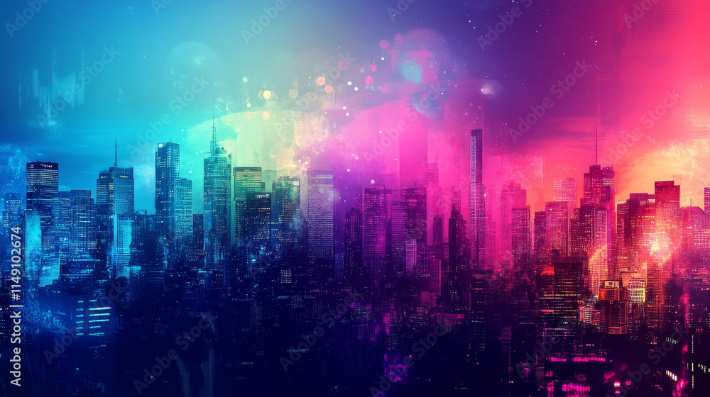 Neon Cityscape: Futuristic Urban Background with Text Space Neon Cityscape: Futuristic Urban Background with Text Space