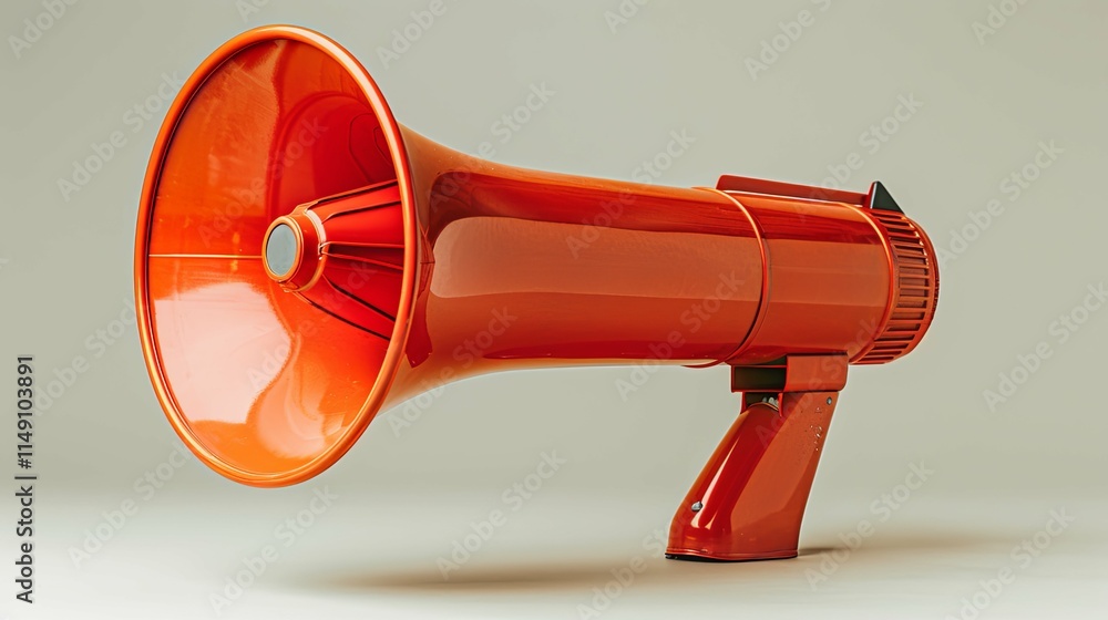 Fototapeta premium Vibrant Orange Vintage Megaphone, Loudspeaker for Announcements