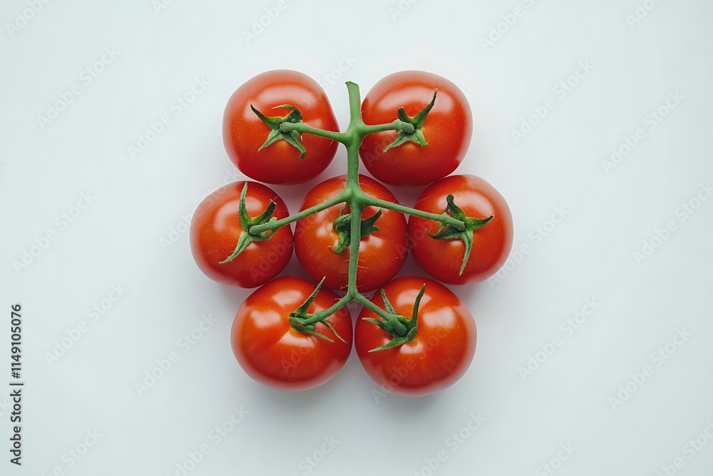 fresh cherry tomato cluster with green stems isolated on white background fresh cherry tomato cluster with green stems isolated on white background