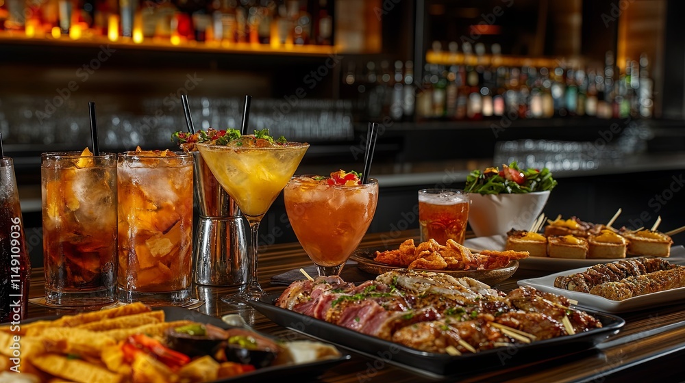 Cocktail party with snacks lively bar atmosphere topaz lounge nightlife refreshing drinks Cocktail party with snacks lively bar atmosphere topaz lounge nightlife refreshing drinks