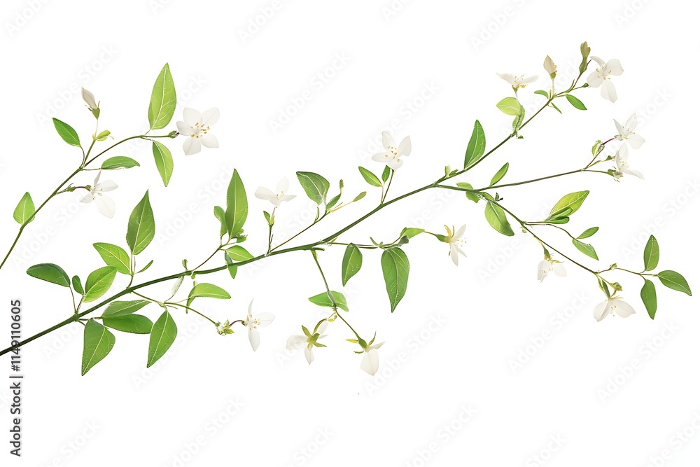 white jasmine with small delicate flowers isolated on white background white jasmine with small delicate flowers isolated on white background