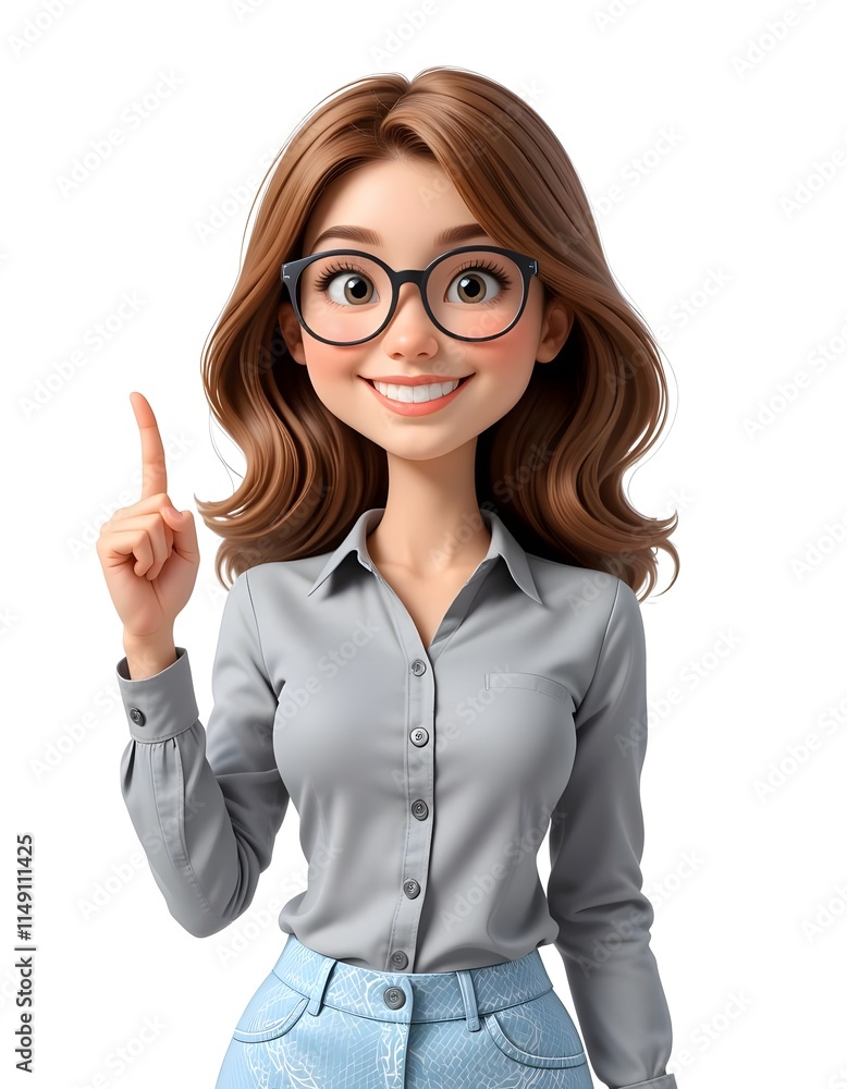 Cheerful cartoon businesswoman pointing, perfect for office or education stock photos. Cheerful cartoon businesswoman pointing, perfect for office or education stock photos.