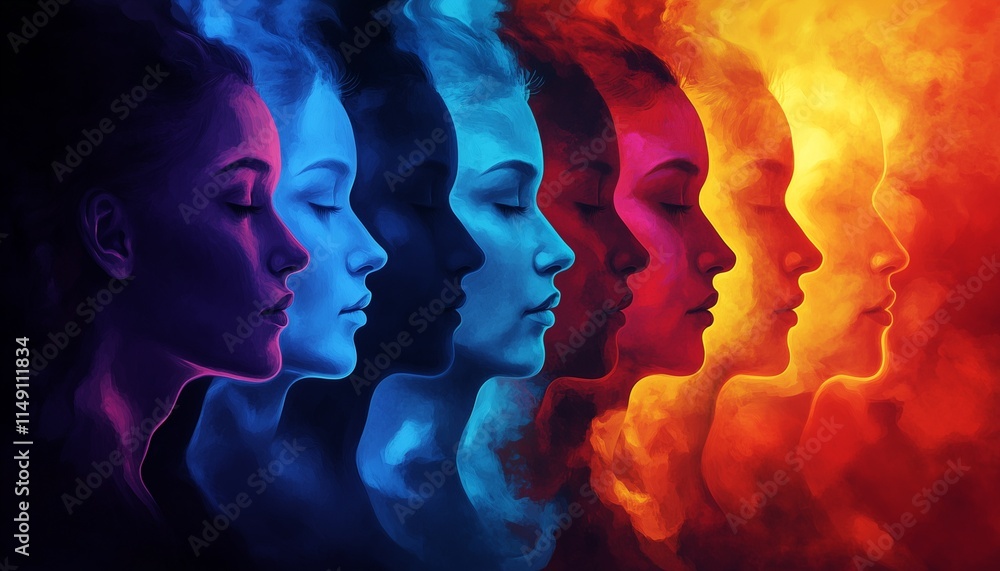 Illustration of watercolor painting of woman with smoke effect, watercolor painting of woman is suitable for psychology and mental health theme, abstract watercolor painting with psychology and mental Illustration of watercolor painting of woman with smoke effect, watercolor painting of woman is suitable for psychology and mental health theme, abstract watercolor painting with psychology and mental