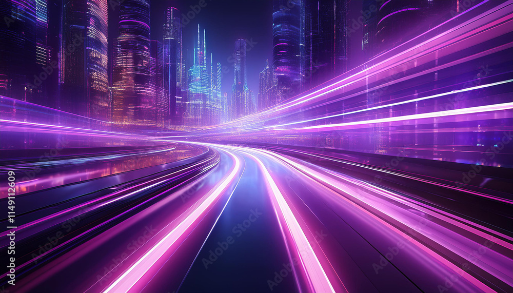 Abstract speed technology background with City night scenes Abstract speed technology background with City night scenes