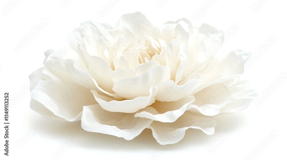 white peony with soft texture isolated on white background white peony with soft texture isolated on white background