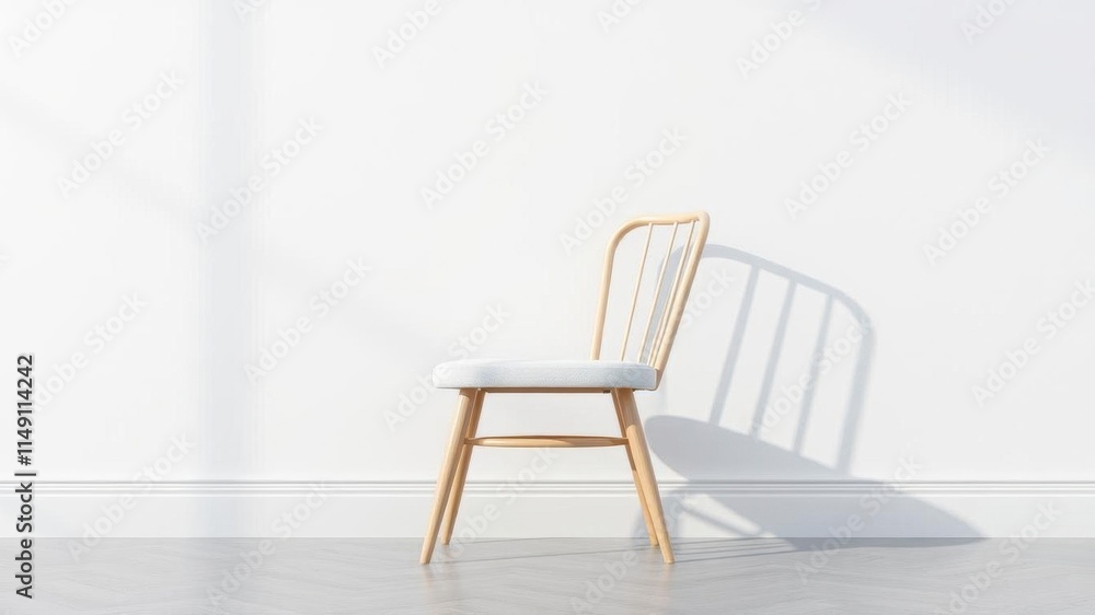 Fototapeta premium Realistic shadow effect of a chair casting a soft shadow on a wall, realistic, modern