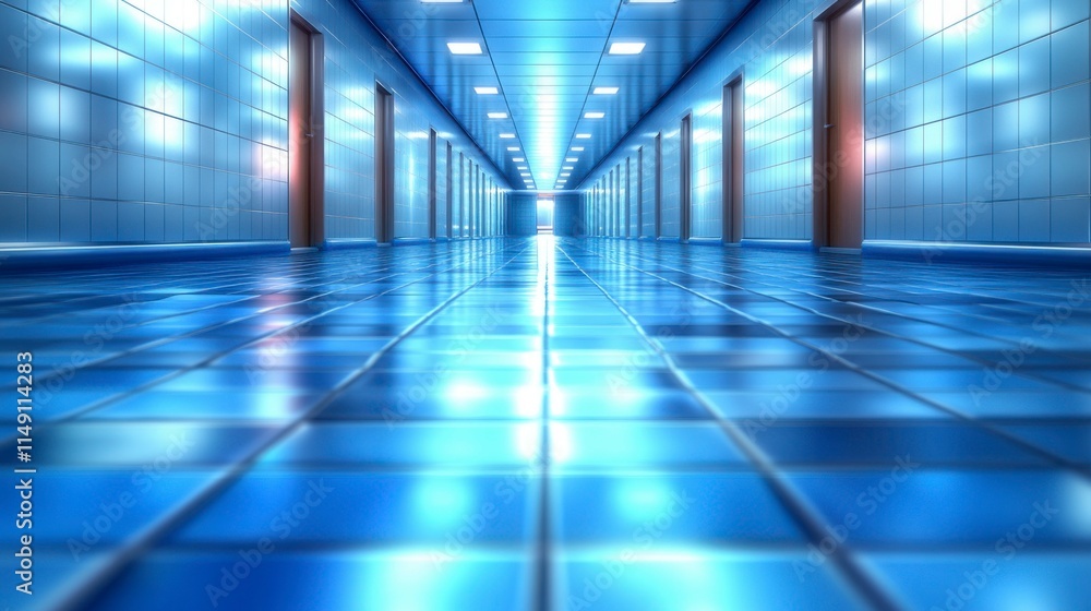 Abstract blurred background of a clinic hallway, bathed in blue lighting, symbolizing the advanced technology and tranquil, professional atmosphere of a medical or laboratory space. Abstract blurred background of a clinic hallway, bathed in blue lighting, symbolizing the advanced technology and tranquil, professional atmosphere of a medical or laboratory space.