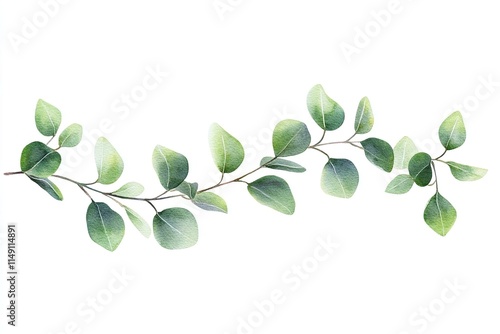 Watercolor green leaves frame. Herbal eucalyptus border. Green leaves and branches on white background.