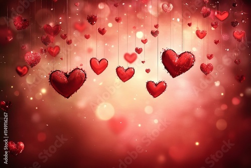 Valentines day background with red hearts background