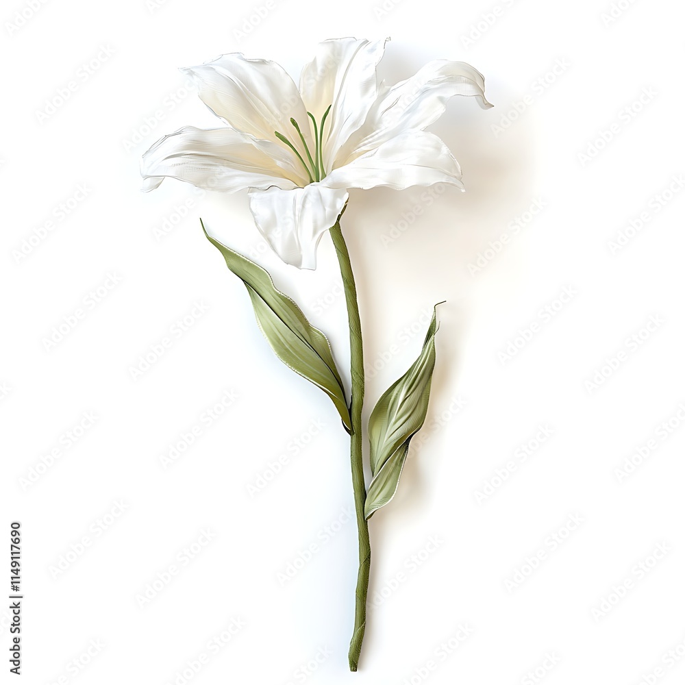 Fototapeta premium white trumpet flower with a smooth texture isolated on white background