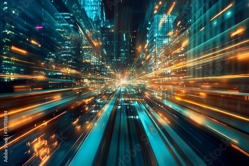 Abstract Futuristic Cityscape  Speed and Technology Concept