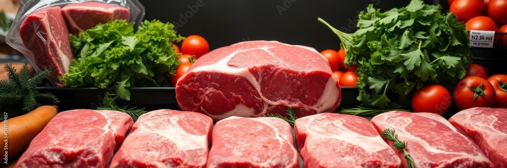 A high-quality mockup of a raw beef package with realistic details and textures, perfect for showcasing branding designs or packaging concepts, fresh, meat, design A high-quality mockup of a raw beef package with realistic details and textures, perfect for showcasing branding designs or packaging concepts, fresh, meat, design